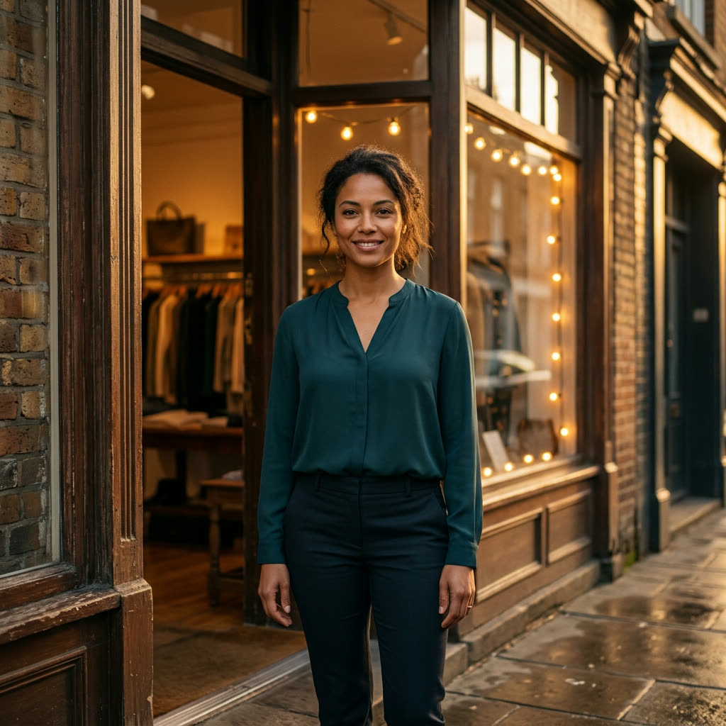 Owner opening her storefront for the day